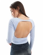 long sve open back top in blue