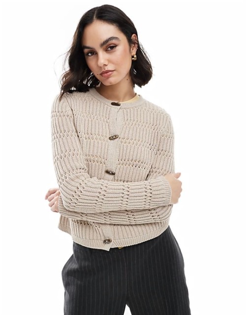 knitted cardigan with toggle buttons in cream