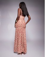 Harlo plunge maxi dress with ruched detailing in almond kiss